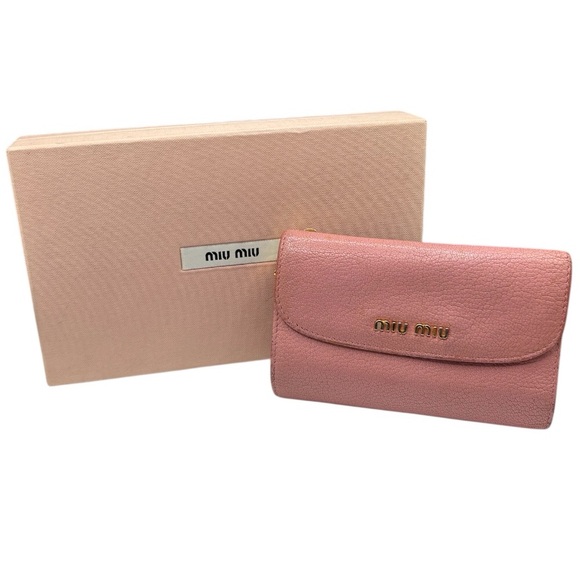 Miu Miu Handbags - Miu Miu Pink Madras Compact Wallet